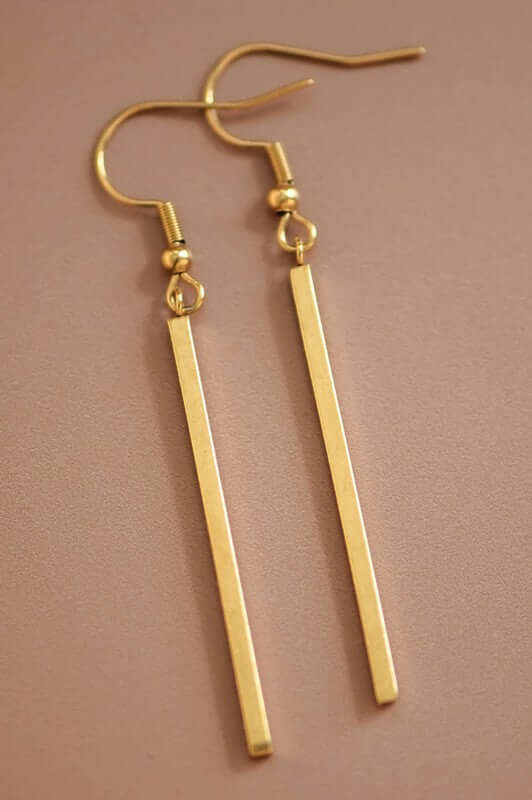 Lena 18K Gold Dipped Stainless-Steel Bar Earrings