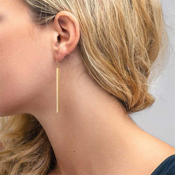 Lena 18K Gold Dipped Stainless-Steel Bar Earrings