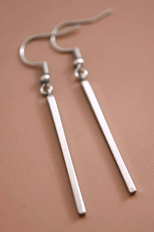 Lena Stainless-Steel Bar Drip Earrings in Silver