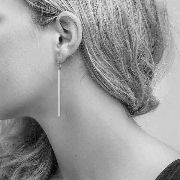 Lena Stainless-Steel Bar Drip Earrings in Silver