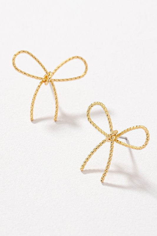 Rope Wire Bow Tie Earrings in Gold