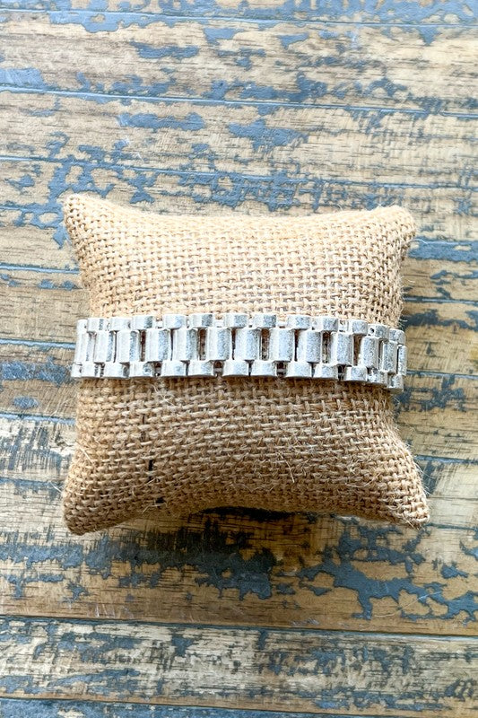 Millie Watch Band Bracelet in Worn Silver