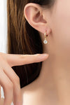 Dainty Huggie Hoops Earring with Round CZ Drop in Gold