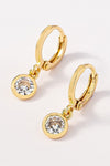 Dainty Huggie Hoops Earring with Round CZ Drop in Gold
