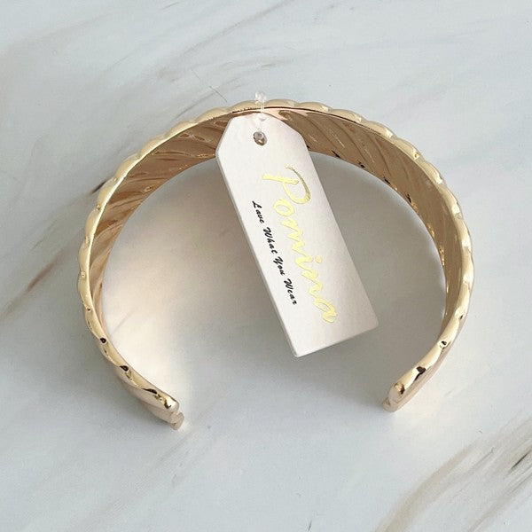Becki B Gold Plated Cabled Cuff Bracelet