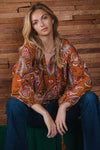 Kelsey Paisley Print Blouse in Toffee - Curvy