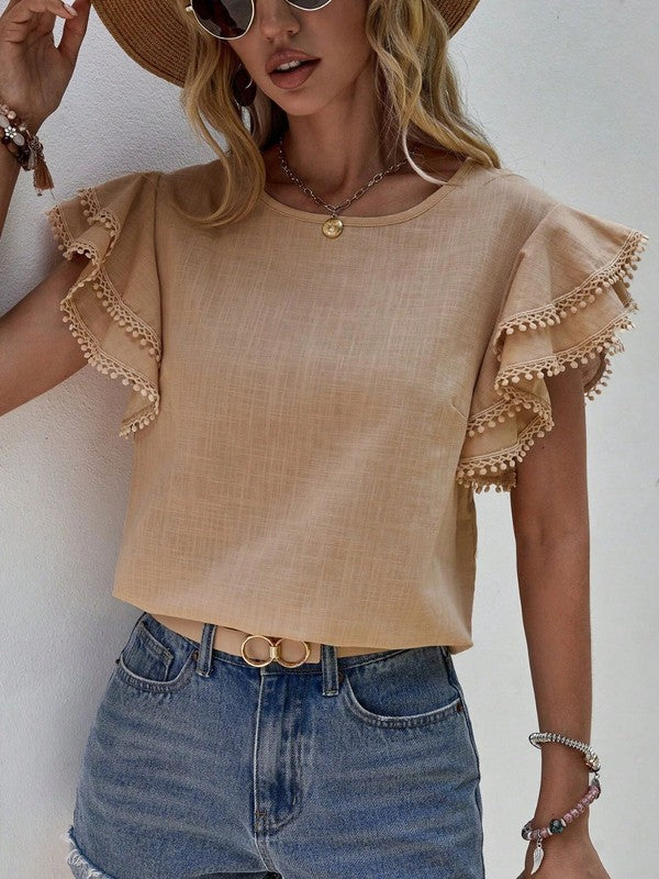 Ruffle cap sleeve top online