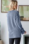 Just To See You Wavy Ribbed Top in Dark Denim