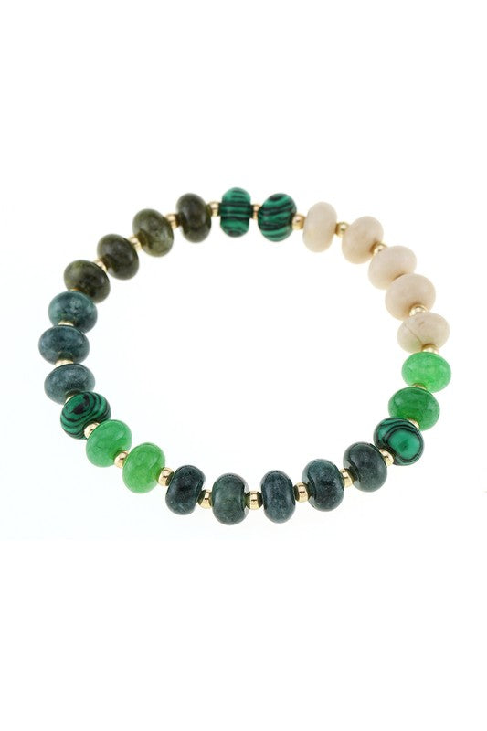Cindy Agate Stone Stretch Bracelet in Green