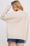 Flower Power Oversized Graphic Floral Sweater in Oatmeal or Heather Grey - Curvy