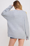 Flower Power Oversized Graphic Floral Sweater in Oatmeal or Heather Grey - Curvy