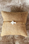 Assurance White Stone Cross Paper Clip Chain Bracelet