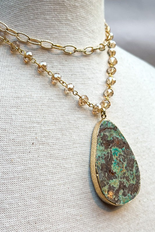 Sabrina African Jasper Layered Beaded Chain Link Necklace