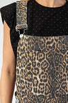 Paws For Effect Leopard Print Denim Overalls in Black/Brown