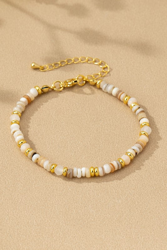 Mystic Agate Bead Bracelet in Ivory