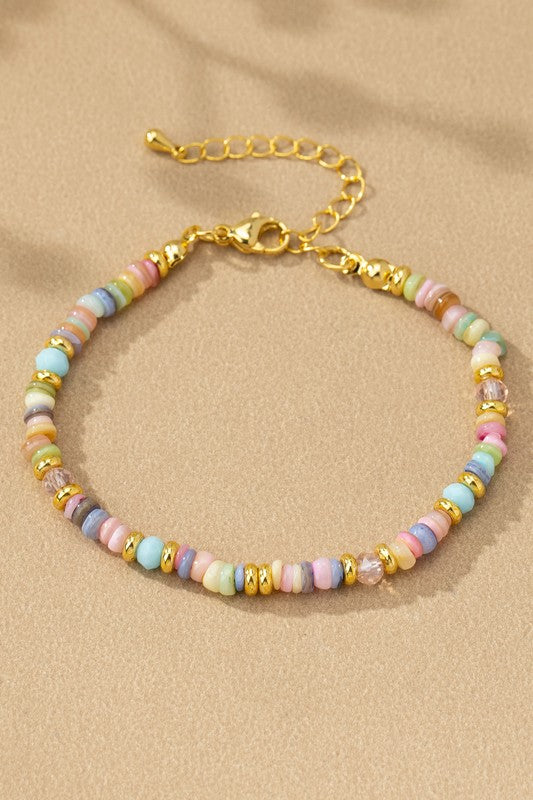 Mystic Agate Seed Bead Bracelet in Pink Pastel