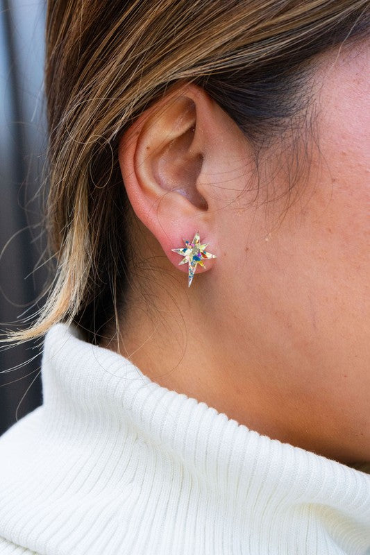 Sparkly Confetti Star of Bethlehem Studs in Gold