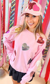 Shimmering Hearts Valentine's Day Sweatshirt in Pink