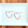 Happy Heart Acrylic Hoop Earrings in Pink