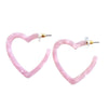 Happy Heart Acrylic Hoop Earrings in Pink