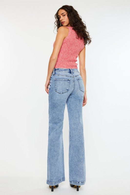 The Madelynn Wide Leg Flare Jean from KanCan in Light Wash