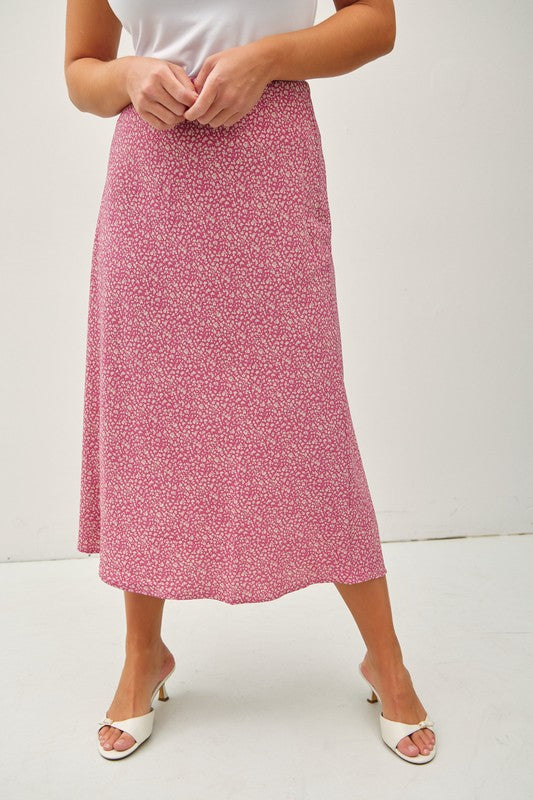 Yours Truly Ditzy Floral Skirt in Mauve