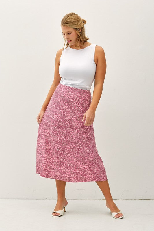 Yours Truly Ditzy Floral Skirt in Mauve