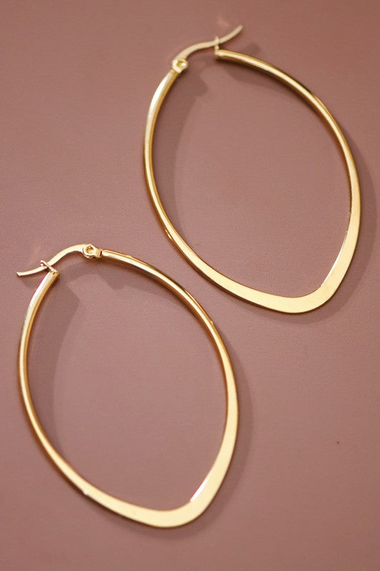Arianna 18K Gold Plated Marquis Shaped Hoop Earrings