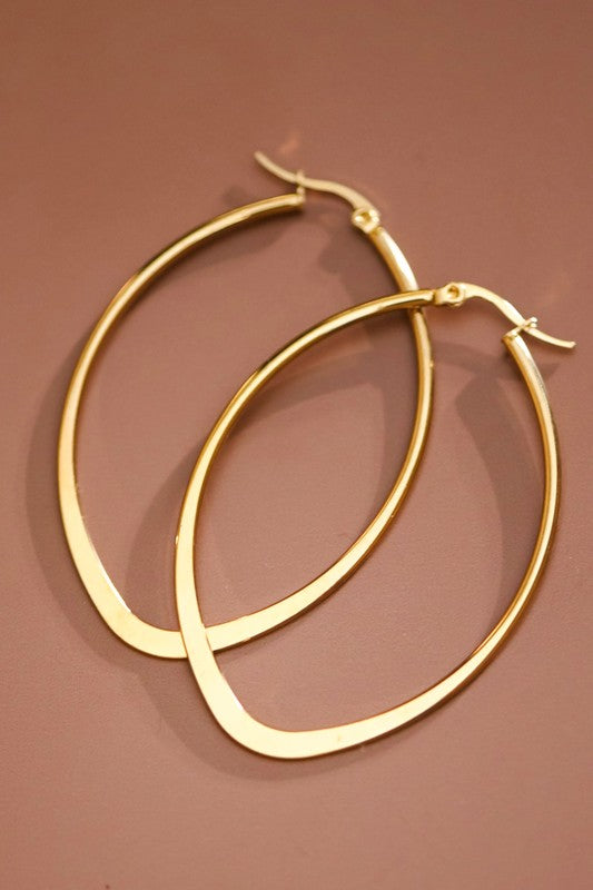 Arianna 18K Gold Plated Marquis Shaped Hoop Earrings