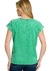 All in Fun Crinkle Washed Short Sleeve Tee in Kelly Green