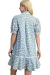 Bonnie Floral Print Mini Dress in Light Blue