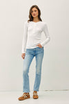 A Great Choice Modal Classic Ribbed Henley Top in Off White