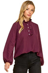 Juliette Ruffle Trim Blouse in Raisin
