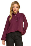 Juliette Ruffle Trim Blouse in Raisin