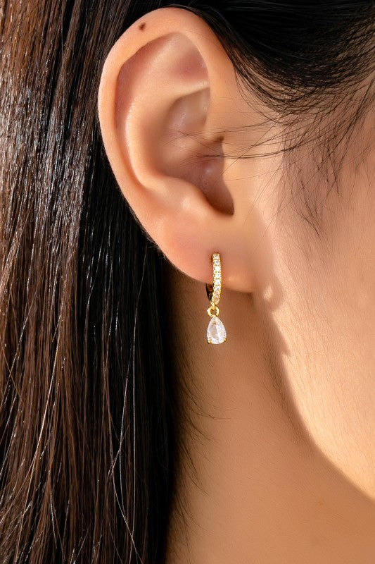 Avalon CZ Pave Huggie Hoop Earring in Gold