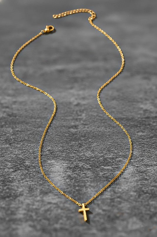 Divinity Stainless Steel Cross Necklace in Gold
