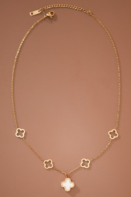 Connie 18K Gold Plated Reversible Clover Quatrefoil Necklace