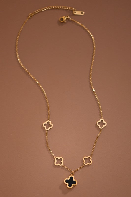 Connie 18K Gold Plated Reversible Clover Quatrefoil Necklace