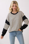 The Stripes Have It Pullover Top in Black