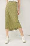 Yours Truly Ditzy Floral Skirt in Avocado - Curvy