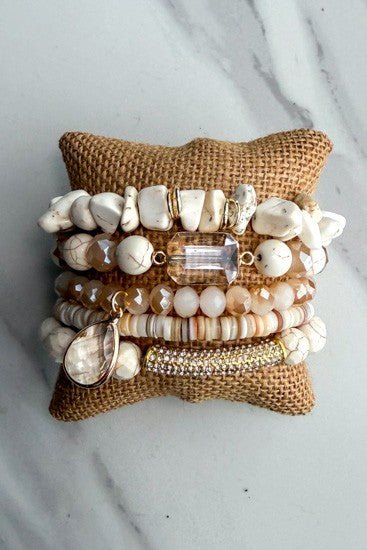 In Vogue Five-Strand Stretch Bracelet Set in Almond