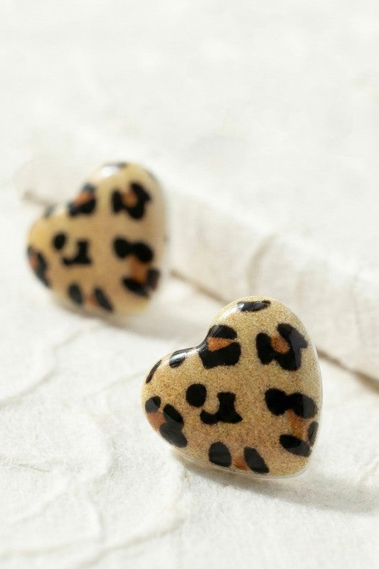 Leopard Heart Earrings