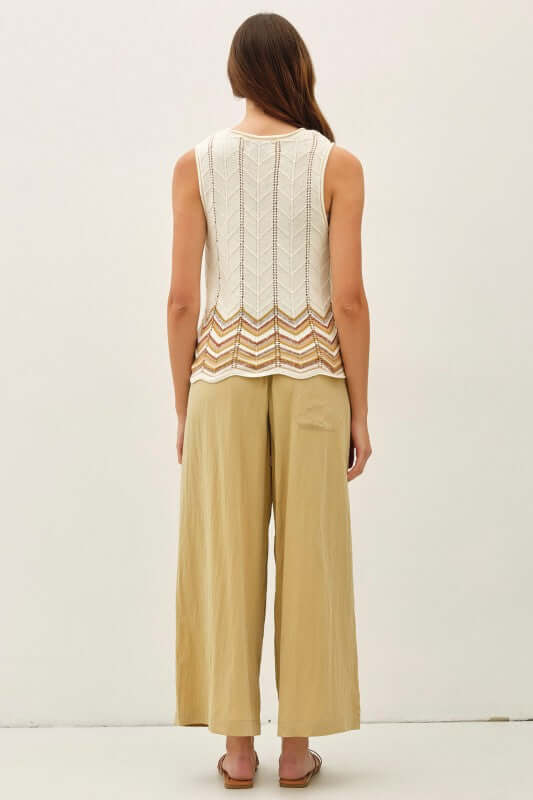 Deirdre Flowy Wide Leg Cropped Pants in Sand