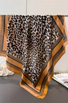 Leopard Print Satin Scarf in Camel