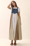 Eliana Patchwork Overall Maxi Dress in Light Denim - Curvy