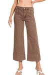 Willow Mid Rise Cropped Wide Leg Denim Pants in Brown