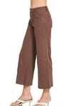 Willow Mid Rise Cropped Wide Leg Denim Pants in Brown