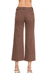 Willow Mid Rise Cropped Wide Leg Denim Pants in Brown