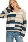 You Wear it Well Stripe Color Block Sweater in Teal