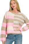You Wear it Well Stripe Color Block Sweater in Pink